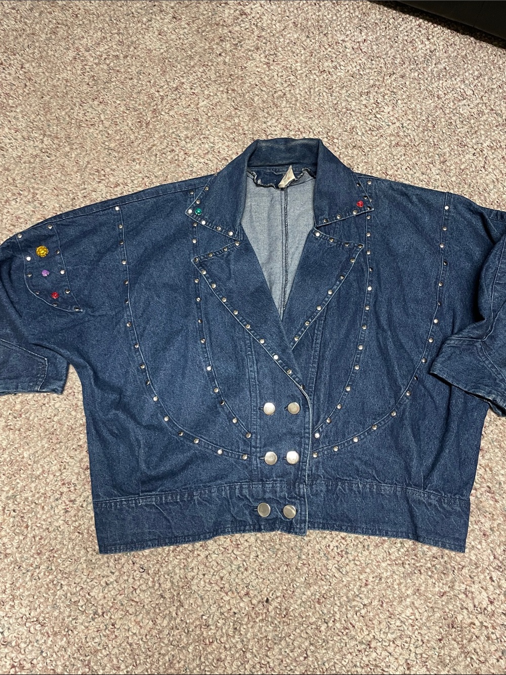 Vintage 80s/90s denim batwing studded and bejeweled accents - amazing